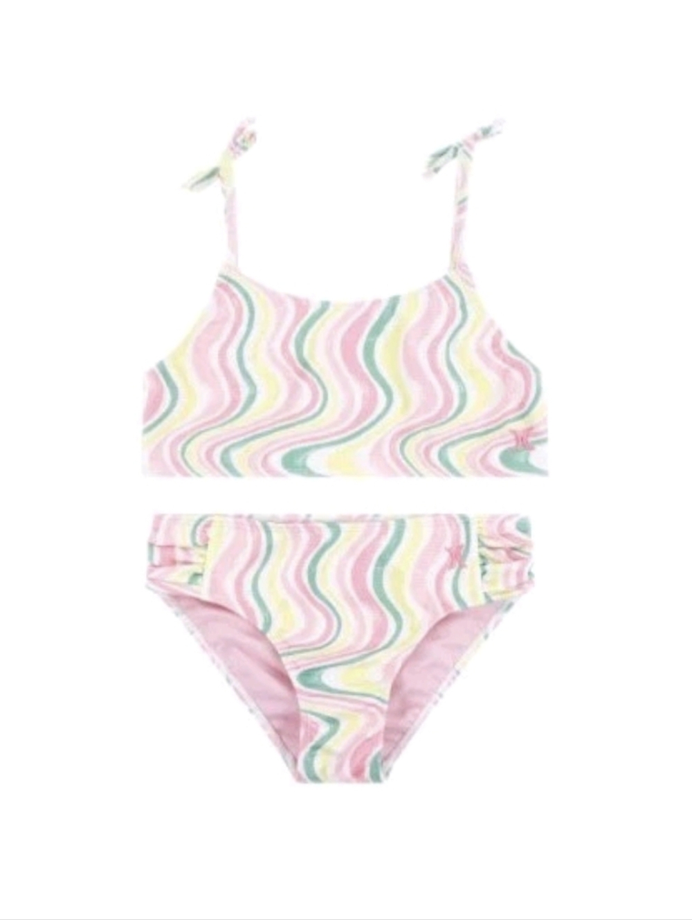 Hurley Girls Honeycomb Bandeau Bikini Set Pink Green White Size 16 NWT